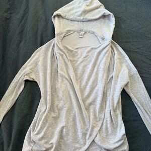 Athleta Light Gray Hooded Drape Sweatshirt